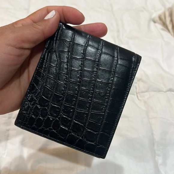 🖤SAINT LAURENT🖤Crocodile-Embossed Leather Wallet - Picture 12 of 15